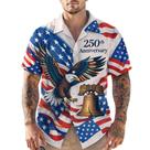 Camisa havaiana americana com estampa do 250º aniversário para homens