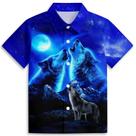 Camisa havaiana Blue Wolf Boys de manga curta de 3 a 14 anos