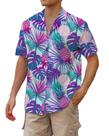 Camisa havaiana cromante para homens de manga curta roxa neon