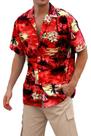 Camisa havaiana cromante para homens de manga curta vermelha tamanho L