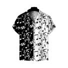 Camisa Havaiana Masculina Com Estampa Em Preto E Branco, Gola Cubana, Manga Curta, Moda Casual De