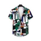Camisa Havaiana Masculina De Manga Curta Com Estampa 3D Em Patchwork, Roupas De Designer De Rua De