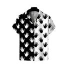 Camisa Havaiana Masculina De Manga Curta Com Estampa Em Preto E Branco, Colarinho Cubano, Moda