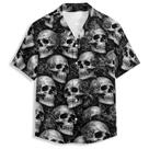 Camisa havaiana QierDesign Black Smoke Skull 3D Graphic Masculina