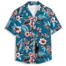 Camisa havaiana QierDesign Blue Flower 3D Graphic para homens Camisa havaiana QierDesign Blue Flower 3D Graphic para homens