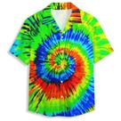 Camisa havaiana QierDesign Colorful Tie Dye 3D Graphic para homens Camisa havaiana QierDesign Colorful Tie Dye 3D Graphic para homens