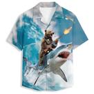 Camisa havaiana QierDesign Cool Shark Bear 3D Graphic para homens Camisa havaiana QierDesign Cool Shark Bear 3D Graphic para homens