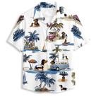 Camisa havaiana QierDesign Tropic Dog Print para homens