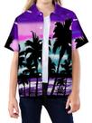 Camisa havaiana SANGTREE de manga curta para meninas roxa de 4 a 5 anos