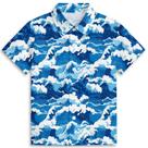 Camisa havaiana Zenzenze Blue Sea Wave para meninos de manga curta 3-14Y Camisa havaiana Zenzenze Blue Sea Wave para meninos de manga curta 3-14Y