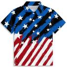 Camisa havaiana Zenzenze Cool American Flag para meninos de 3 a 14 anos