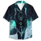 Camisa havaiana Zenzenze Cool Winged Wolf para homens em poliéster Camisa havaiana Zenzenze Cool Winged Wolf para homens em poliéster