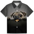 Camisa havaiana Zenzenze Pretty Pug Dog Boys de manga curta 3-14Y
