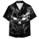 Camisa havaiana Zenzenze Smoke Skull Print para homens em poliéster