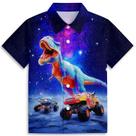 Camisa havaiana Zenzenze Space Car Dinosaur para meninos de 3 a 14 anos Camisa havaiana Zenzenze Space Car Dinosaur para meninos de 3 a 14 anos