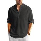 Camisa Henley Masculina de Algodão - Manga Comprida, Leve e Respirável Camisa Henley Masculina de Algodão - Manga Comprida, Leve e Respirável