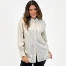 Camisa Hering Manga Longa Listrada com Bolso Feminina