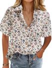 Camisa HOTOUCH de linho com botões e manga curta para mulheres