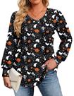 Camisa IN'VOLAND Halloween Boho Plus Size com decote em V