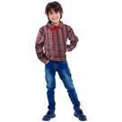 Camisa Infantil de Festa Junina Xadrez Vermelha Com Lenço