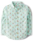 Camisa infantil Gymboree de manga comprida com botões azul coral 5T Camisa infantil Gymboree de manga comprida com botões azul coral 5T