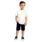 Camisa Infantil Juvenil Manga Curta Botões Madeira Bolso