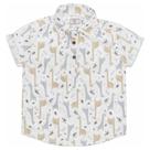 Camisa Infantil Look Jeans Bata Curta Estampada