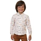 Camisa Infantil Look Jeans Estampada Bege Camisa Infantil Look Jeans Estampada Bege