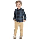 Camisa Infantil Menino Inverno Flanela Xadrez Azul Marinho - Angerô