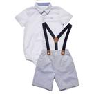 Camisa infantil social com bermuda + suspensório