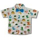 Camisa Infantil Temática Dino Baby Dinossauro e Gravata