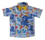 Camisa Infantil Temática Fundo Do Mar Praia + Gravata