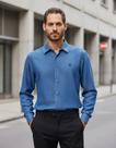 Camisa Jeans em Tencel Slim Fit Arrow - Azul Médio