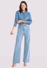 Camisa jeans feminina manga longa com elastano lunender 20866