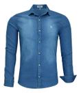 Camisa Jeans Manga Longa Slim Amil Passa Fácil Elastano 1877