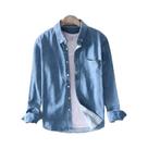 Camisa Jeans Masculina De Manga Longa Azul Claro, Preta E Cinza 100% Algodão Moda Casual De Outono Camisa Jeans Masculina De Manga Longa Azul Claro, Preta E Cinza 100% Algodão Moda Casual De Outono