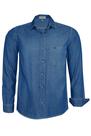 Camisa Jeans Masculina Manga Longa Amil Com Bolso Algodão 1927