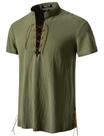 Camisa JEMITOP Renaissance de manga curta com cadarço verde XXXL