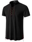 Camisa JEMITOP Renaissance Lace Up de manga curta preta M