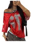 Camisa Jersey Roseeek Y2k Number Graphic com decote em V para mulheres
