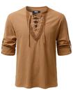 Camisa JOGAL Renaissance Medieval Pirate com cadarço Camel 2XL