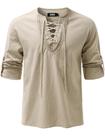Camisa JOGAL Renaissance Medieval Viking com cadarço bege 2GG