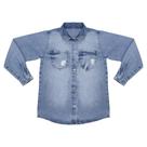 Camisa Juvenil Look Jeans Manga Longa Jeans