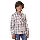 Camisa Juvenil Look Jeans Sarja Xadrez Bege