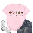 Camisa Keekiiwu Coffee and Jesus Christian para mulheres rosa