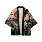 Camisa Kimono Samurai Haori Black Dragon Com Estampa De Anime, Manga 3/4, Estilo Streetwear Asiático