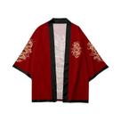 Camisa Kimono Samurai Haori Black Dragon Com Estampa De Anime, Solta, Manga 3/4, Estilo Streetwear