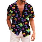 Camisa KYKU de Halloween de manga curta com botões multicolorida 2GG masculina