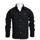 Camisa Lisa Manga Longa Social de Algodão Infantil e Juvenil preto Camisa Lisa Manga Longa Social de Algodão Infantil e Juvenil preto