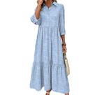 Camisa listrada azul e branca feminina Maxi Dress XNC 2026 Camisa listrada azul e branca feminina Maxi Dress XNC 2026